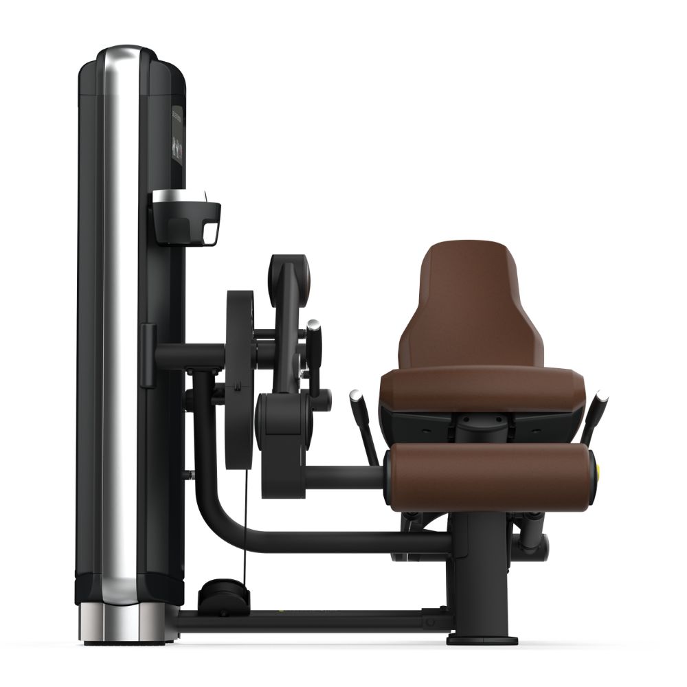 Front view of Intenza Leg Extension Dezign Line Strength Selectorized machine on white background