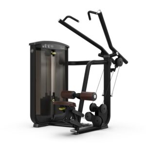 Страничен изглед на силова селекторна машина Intenza Lat Pulldown Ease Line на бял фон