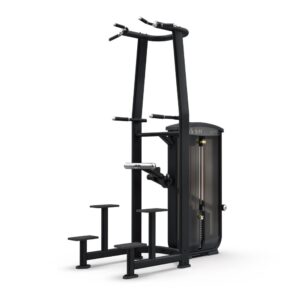 Intenza Weight Assisted Chin Up/Dip EL-12 strength fitness machine, side view on white background