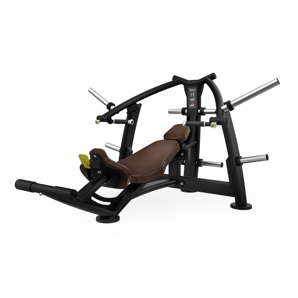 Diagonal view of Intenza Chest Press Uplift Line plate-loaded strength machine on a white background