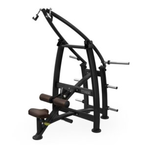 Диагонален изглед на силова машина с дискови тежести Intenza Lat Pulldown Uplift Line на бял фон