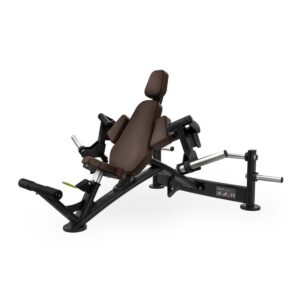 Diagonal view of Intenza Biceps Curl Uplift Line plate-loaded strength machine on a white background