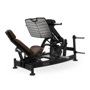 Диагонален изглед на силова машина с дискови тежести Intenza Leg Press Uplift Line на бял фон