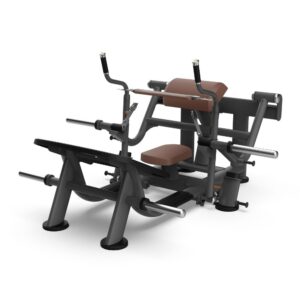 Диагонален изглед на силова машина с дискови тежести Intenza Glute Zone Line на бял фон