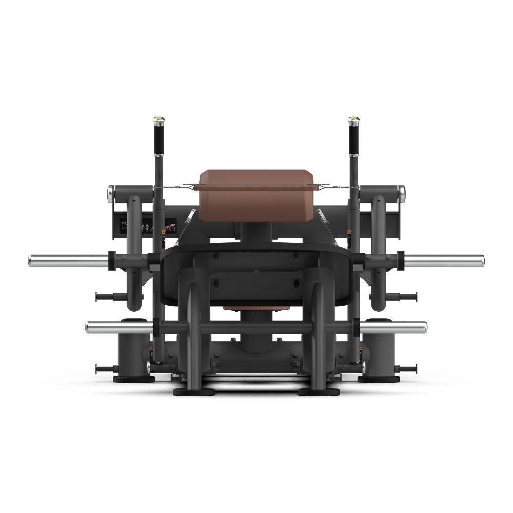 Front view of Intenza Glute Zone Line plate-loaded strength machine on a white background