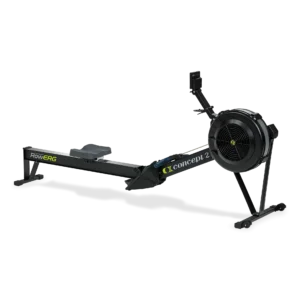 Diagonal front view of the rowing machine Concept2 RowERG on white background