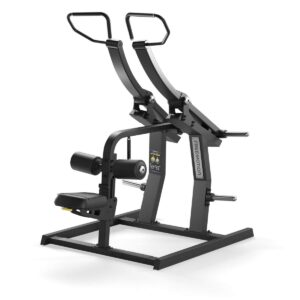 Free Motion EPIC plate loaded fitness machine Lat Pull Down on white background