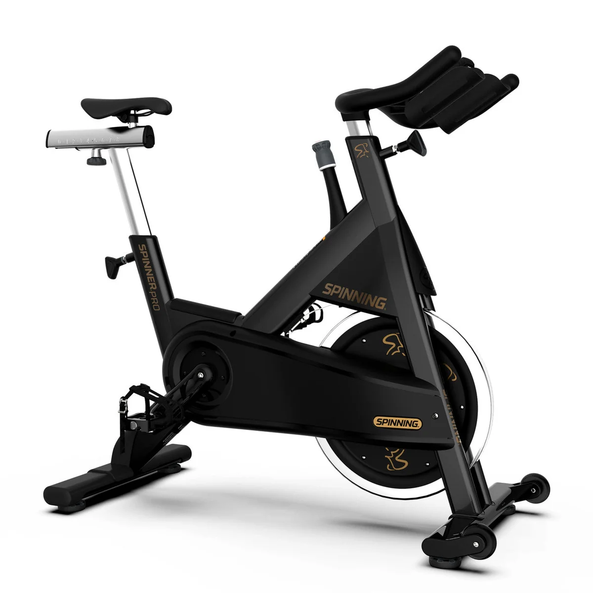 Diagonal front view of Spinning Spinner Pro bike on white background
