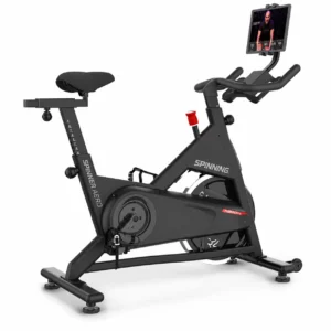 Diagonal view of Spinning Aero Spinner Home Bike on white front