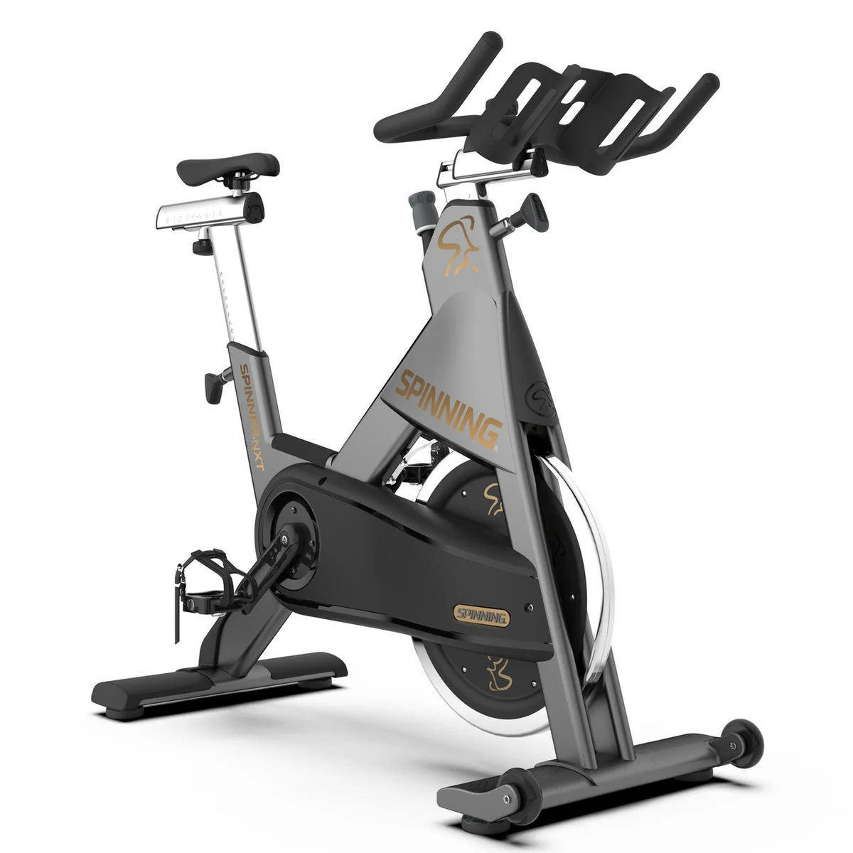 Дијагонален преден изглед на велосипедот за спининг Spinning Spinner NXT на бела позадина